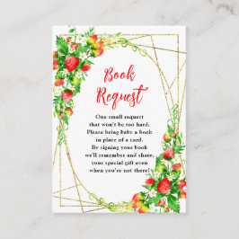 Strawberries and Daisies Baby Shower Book Request エンクロージャーカード