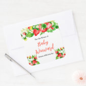 Strawberries and Daisies Baby Shower Bookplate スクエアシール (封筒)