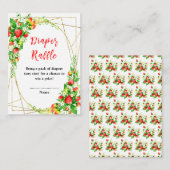 Strawberries and Daisies Baby Shower Diaper Raffle エンクロージャーカード (正面/裏面)