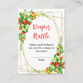 Strawberries and Daisies Baby Shower Diaper Raffle エンクロージャーカード