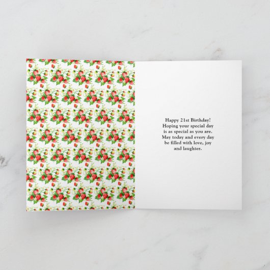 Strawberries and Daisies Birthday カード (内部)