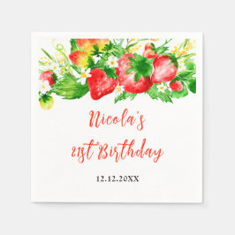 Strawberries and Daisies Birthday スタンダードカクテルナプキン