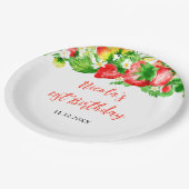 Strawberries and Daisies Birthday ペーパープレート (アングル)