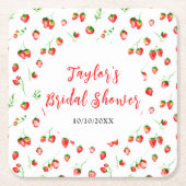 Strawberries and Daisies Bridal Shower スクエアペーパーコースター (正面)