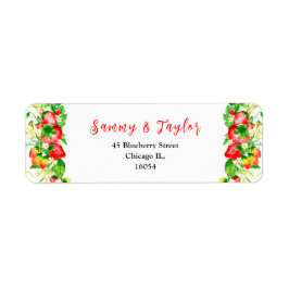 Strawberries and Daisies Wedding ラベル