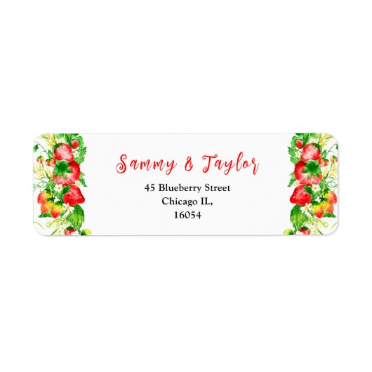 Strawberries and Daisies Wedding ラベル (正面)