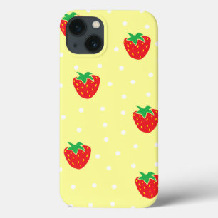 Strawberries and Polka Dots Yellow iPhone 13ケース