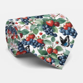 Strawberries Blueberries and Butterflies Floral ネクタイ (ロール)