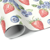 Strawberries Blueberries Fruit ラッピングペーパー (ロールコーナー)