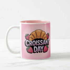 Strawberries Croissant Day Pink Mug ツートーンマグカップ