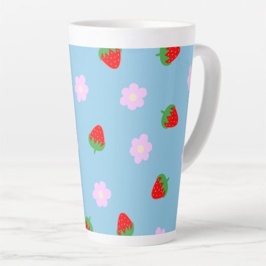 Strawberries & Flowers カフェラテマグ (右アングル)