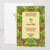 Strawberries Fruit & Floral Border Wedding 招待状 (正面/裏面)