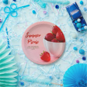 Strawberries Photo Summer Picnic Family Reunion ペーパープレート (パーティー)