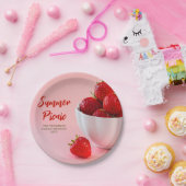 Strawberries Photo Summer Picnic Family Reunion ペーパープレート (パーティー)