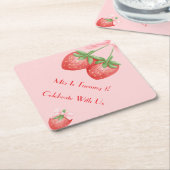 STRAWBERRIES PINK BOW BIRTHDAY  ペーパーコースター (アングル)