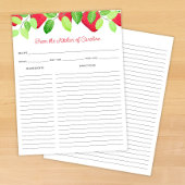 Strawberries Red Berry Recipe Card Binder Insert