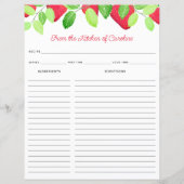 Strawberries Red Berry Recipe Card Binder Insert (正面)