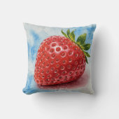 Strawberries Red Blue Green Summer Flower Pillow クッション (正面)