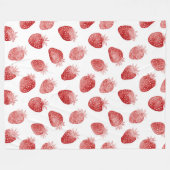 Strawberries Red White Dots フリースブランケット (正面(横))