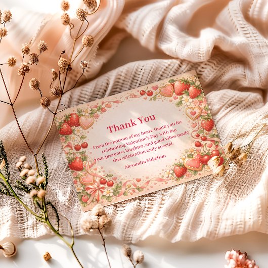 Strawberries & Sweethearts Valentine Party サンキューカード