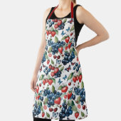 Strawberries With Blueberries and Butterflies エプロン (インサイチュ)