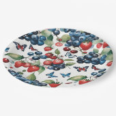 Strawberries With Blueberries and Butterflies ペーパープレート (アングル)