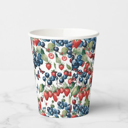 Strawberries With Blueberries and Butterflies 紙コップ (左)