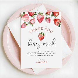 Strawberry 1st Birthday Berry Sweet One  サンキューカード