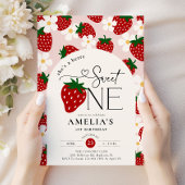 Strawberry 1st Birthday Berry Sweet One 招待状