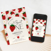 Strawberry 1st Birthday Berry Sweet One 招待状