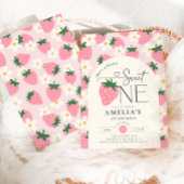 Strawberry 1st Birthday Berry Sweet One Pink 招待状