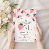 Strawberry 1st Birthday Berry Sweet One Pink 招待状