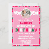 Strawberry 1st Birthday Celebration Photo 招待状 (正面)