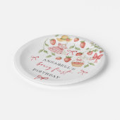 Strawberry 1st Birthday Invite First Berry Sweet ペーパープレート (アングル)