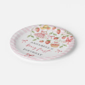 Strawberry 1st Birthday Invite First Berry Sweet ペーパープレート (アングル)