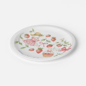 Strawberry 1st Birthday Invite First Berry Sweet ペーパープレート (アングル)