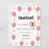 Strawberry 1st Birthday Invite First Berry Sweet 招待状 (正面)
