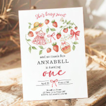 Strawberry 1st Birthday Invite First Berry Sweet