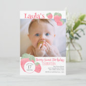 Strawberry 1st Birthday with Photo 招待状 (スタンド正面)