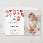 Strawberry 2nd Birthday Two Sweet Photo 招待状 (正面)