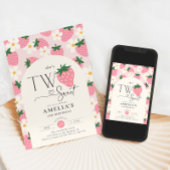 Strawberry 2nd Birthday Two Sweet Pink 招待状