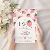 Strawberry 2nd Birthday Two Sweet Pink 招待状