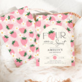 Strawberry 4th Birthday Four Ever Sweet Pink 招待状
