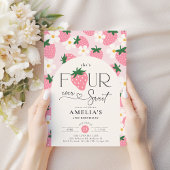 Strawberry 4th Birthday Four Ever Sweet Pink 招待状