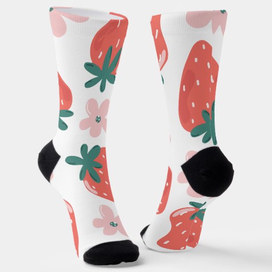 Strawberry and flower pattern ソックス (傾斜あり)