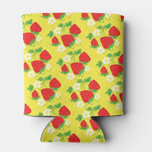 Strawberry and Flower Yellow Pattern 缶クーラー (裏面)