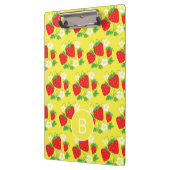 Strawberry and Flower Yellow Pattern Monogrammed クリップボード (左)