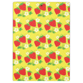 Strawberry and Flower Yellow Pattern Monogrammed クリップボード (裏面)