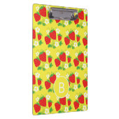 Strawberry and Flower Yellow Pattern Monogrammed クリップボード (右)
