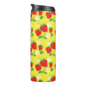 Strawberry and Flower Yellow Pattern Monogrammed タンブラー (回転右)